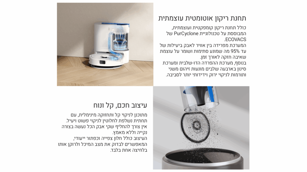 שואב שוטף רובוטי+תחנת עגינה ECOVACS DEEBOT N20E לבן