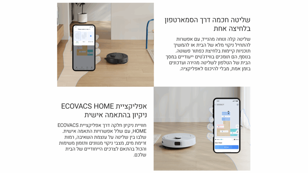 שואב שוטף רובוטי+תחנת עגינה ECOVACS DEEBOT N20E לבן